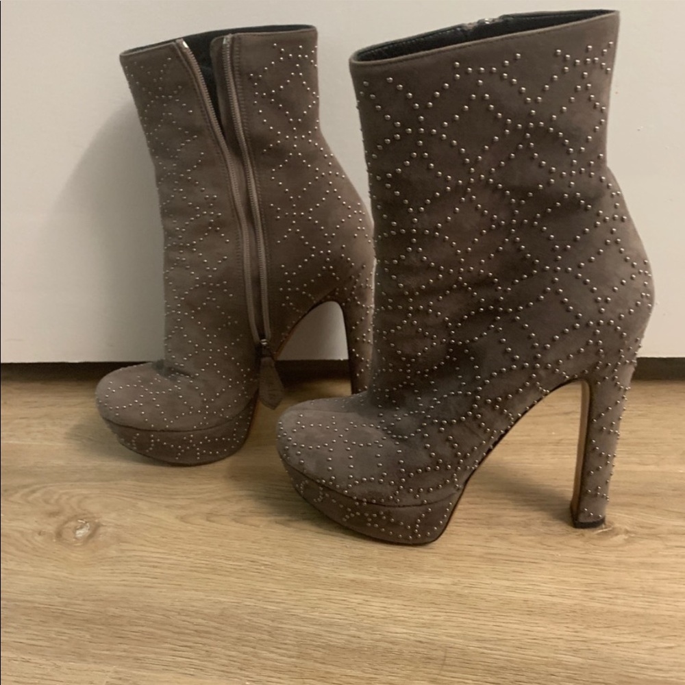 ALAIA Suede Silver Studded Ankle Boot